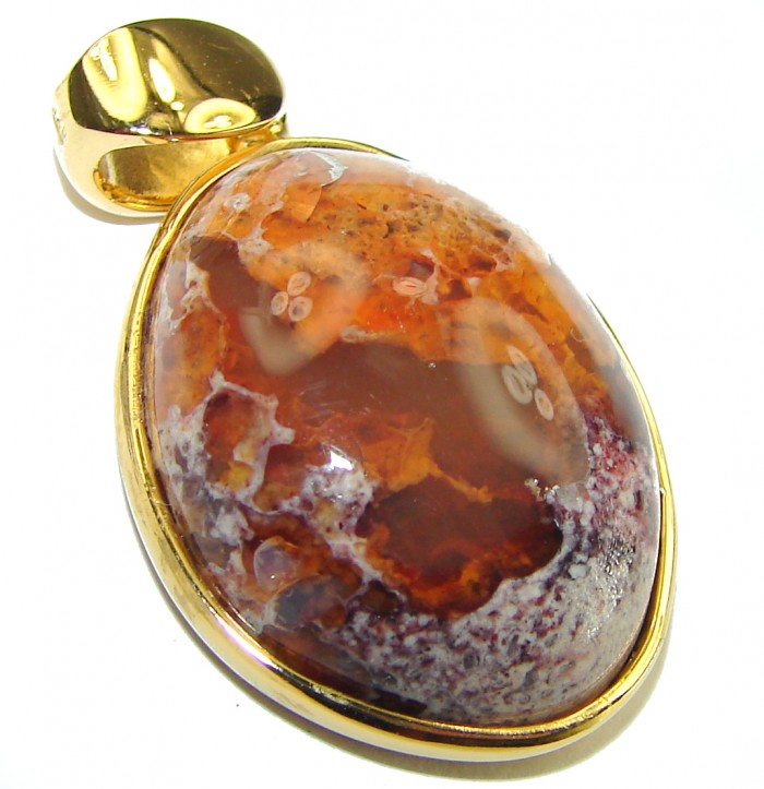 A Golden River Natural Mexican Fire Opal 14K Gold over .925 Sterling Silver handmade Pendant