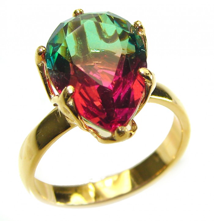 Brazilian Tourmaline 18K Gold over .925 Sterling Silver Perfectly handcrafted Ring s. 6