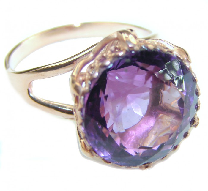 Purple Amethyst 14K Rose Gold over .925 Sterling Silver Handcrafted Ring size 9 1/4