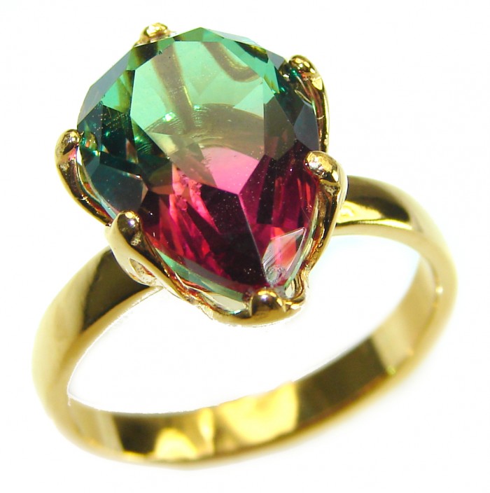 Brazilian Tourmaline 18K Gold over .925 Sterling Silver Perfectly handcrafted Ring s. 7