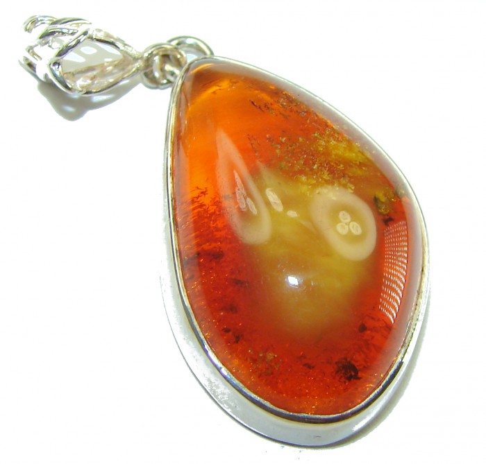 Vintage Beauty authentic Baltic Amber .925 Sterling Silver handcrafted pendant