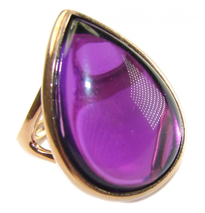 Spectacular Amethyst 14K Gold over .925 Sterling Silver Handcrafted Large Ring size 7 1/4
