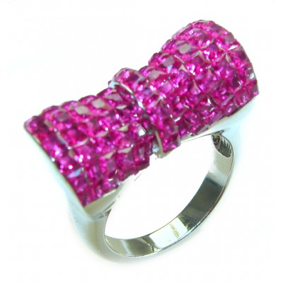 Luxurious Red Ribbon Ruby .925 Sterling Silver handcrafted Ring size 8 1/4