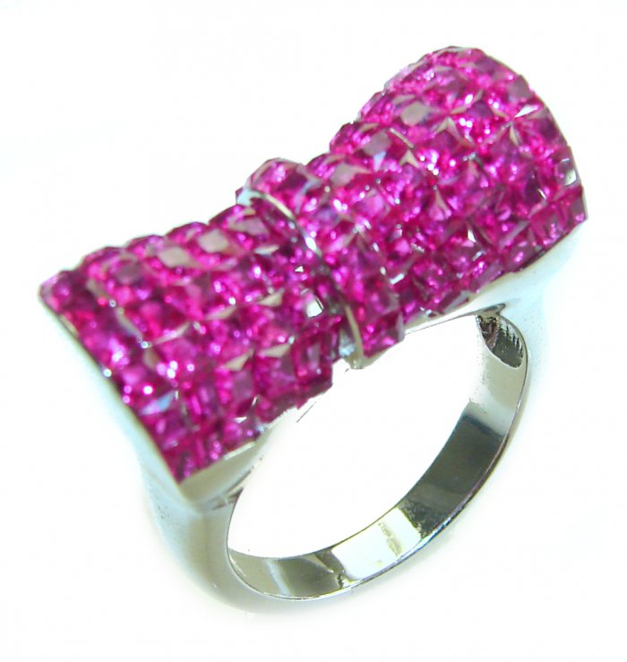 Luxurious Red Ribbon Ruby .925 Sterling Silver handcrafted Ring size 8 1/4 - video