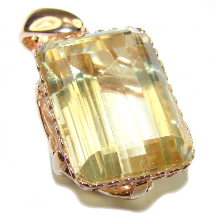 11.3 carat Lemon Quartz 14K Gold over .925 Sterling Silver handcrafted pendant