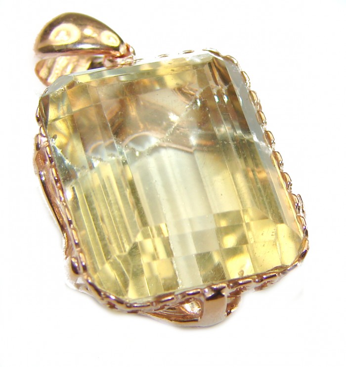 14.3 carat Lemon Quartz 14K Gold over .925 Sterling Silver handcrafted pendant