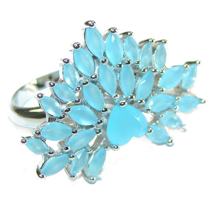 Angel's Heart Aquamarine .925 Sterling Silver handmade Ring size 7 1/2