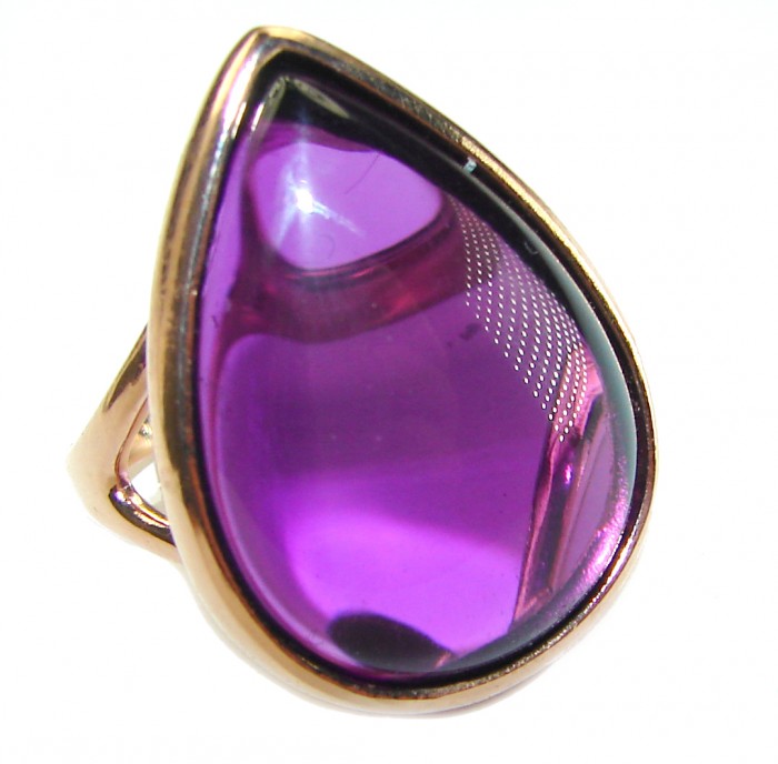 Spectacular Amethyst 14K Gold over .925 Sterling Silver Handcrafted Large Ring size 7