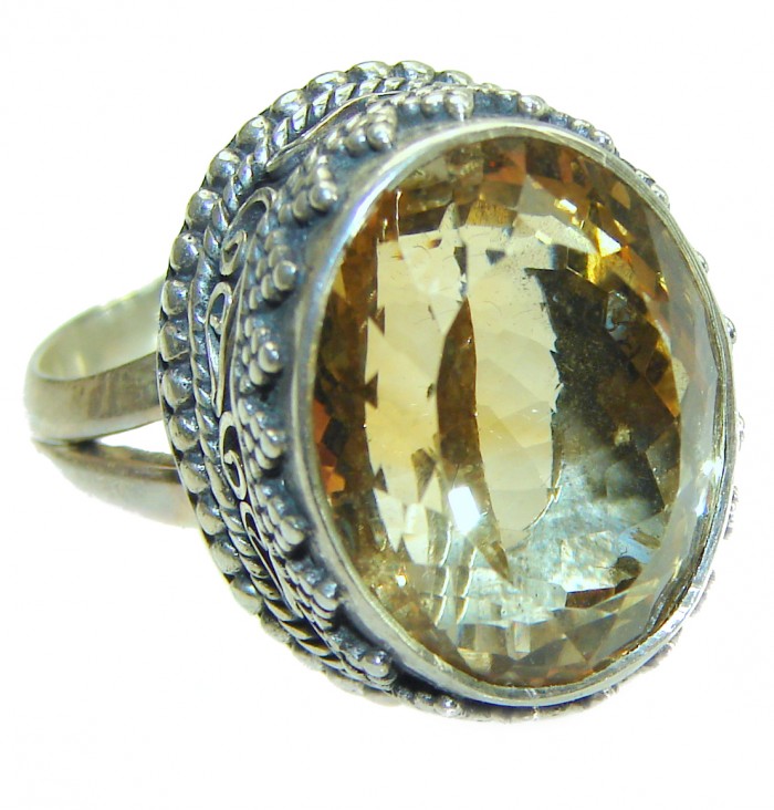 Bohemian Style 10.2 carat Citrine .925 Sterling Silver handmade Ring s. 6