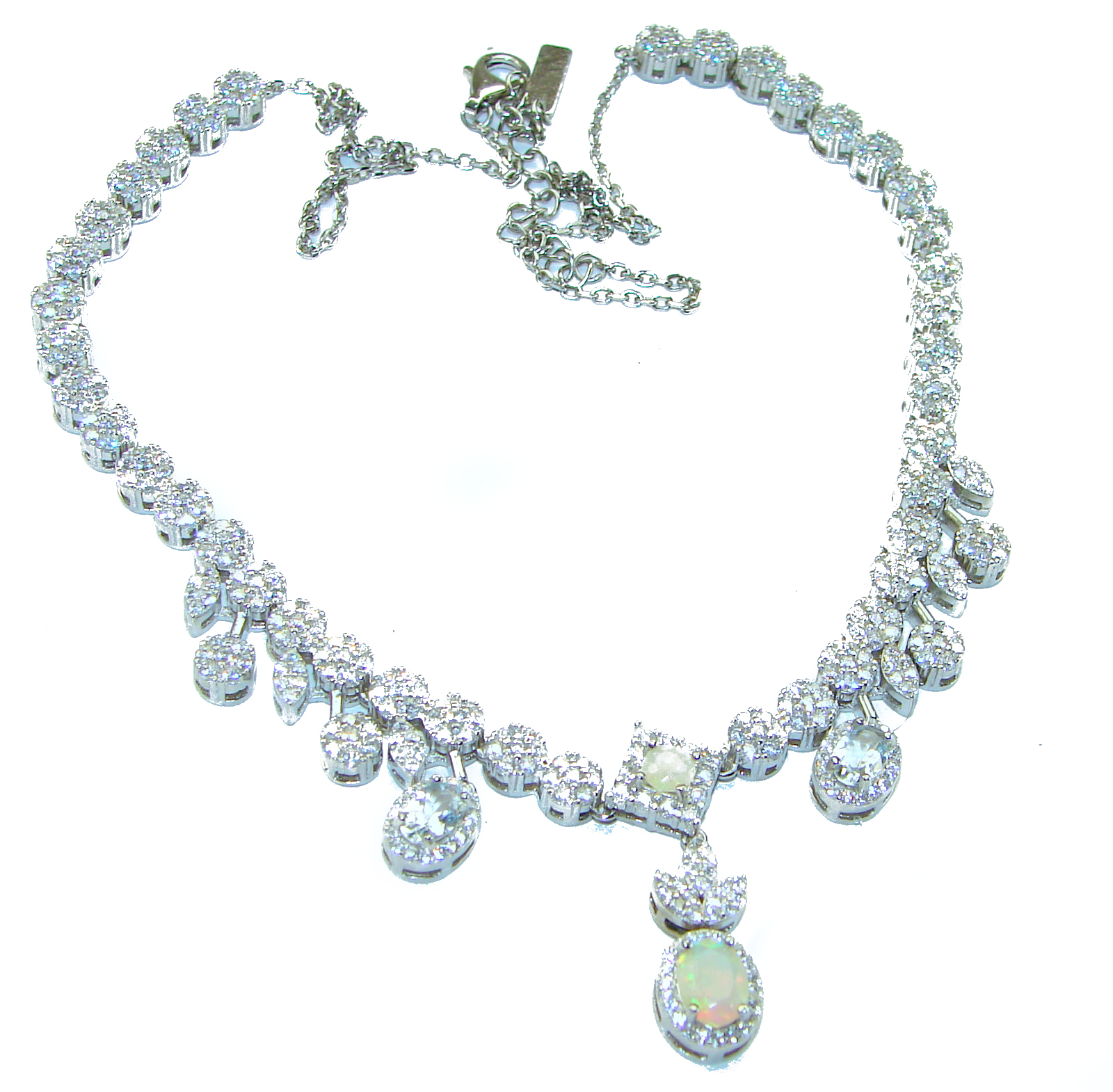 Genuine Ethiopian Opal and Lab Diamond Sterling Silver Star Necklace main image 0