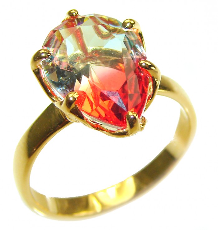 Brazilian Tourmaline 14K Gold over .925 Sterling Silver Perfectly handcrafted Ring s. 8