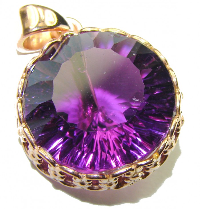Vintage Design Amethyst 14K Gold over .925 Sterling Silver handcrafted Pendant