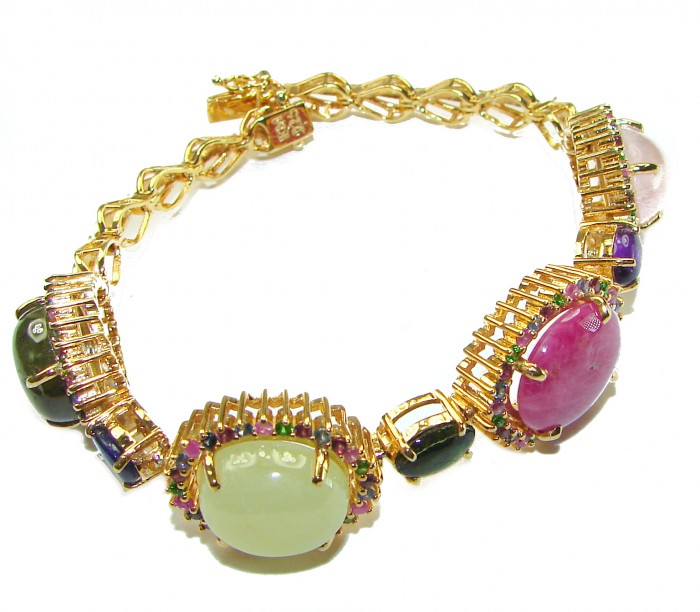 Color Me Brightly - Brazilian Watermelon Tourmaline 18K Gold over .925 Sterling Silver handmade Bracelet