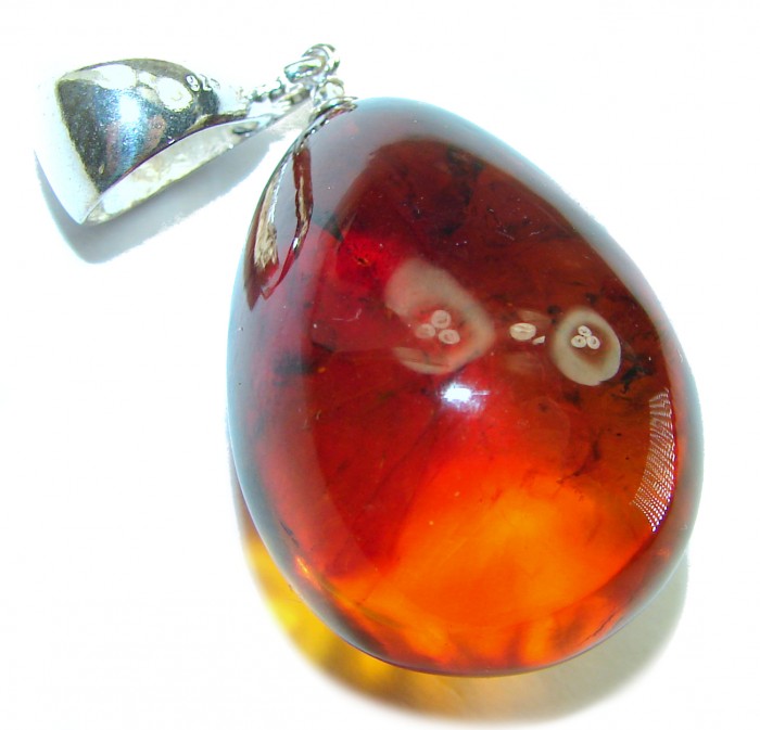 Vintage Beauty authentic Baltic Amber .925 Sterling Silver handcrafted pendant