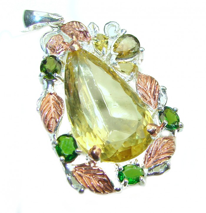 Authentic Golden Lemon Quartz .925 Sterling Silver handmade Pendant