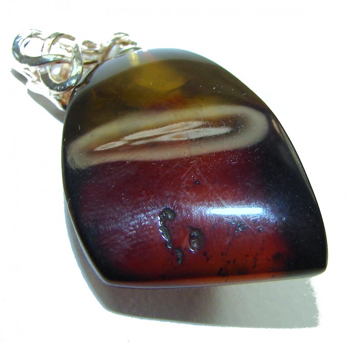 Huge Baltic Amber .925 Sterling Silver handmade Pendant
