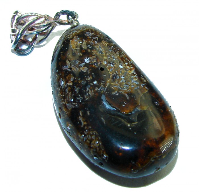 Vintage Beauty authentic Baltic Amber .925 Sterling Silver handcrafted pendant