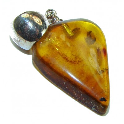 Summer Bird Amber Turquoise .925 Sterling Silver handmade Pendant