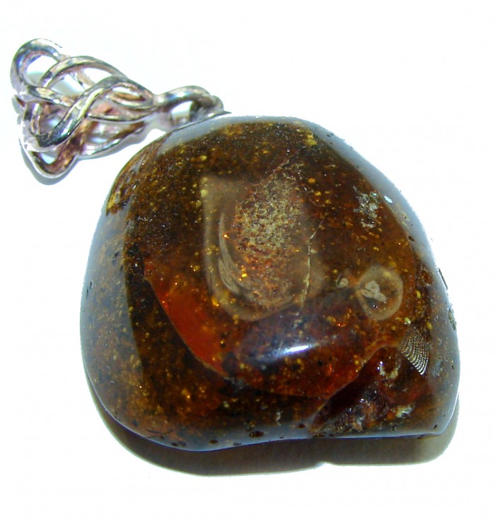 Vintage Beauty authentic Baltic Amber .925 Sterling Silver handcrafted pendant