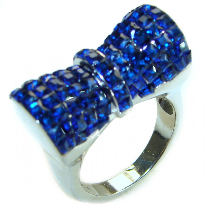 Luxurious Blue Ribbon Sapphire .925 Sterling Silver handcrafted Ring size 7