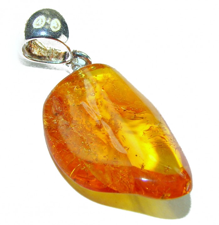 Royal Style authentic Baltic Amber .925 Sterling Silver handmade Pendant