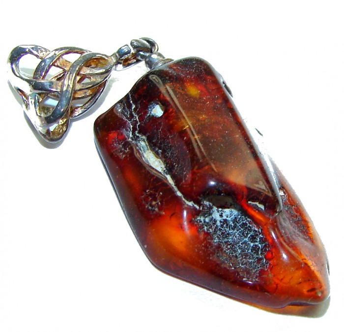 Vintage Beauty authentic Baltic Amber .925 Sterling Silver handcrafted pendant