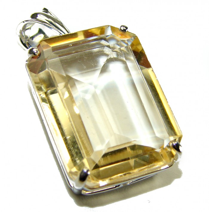 15.3 carat Lemon Quartz .925 Sterling Silver handcrafted pendant