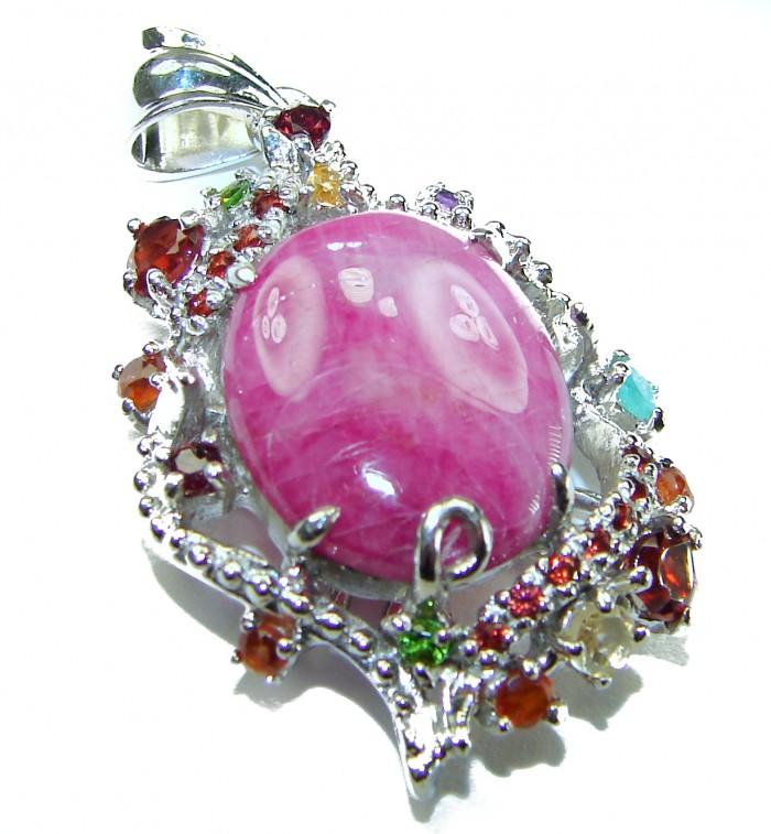 Authentic Ruby Emerald .925 Sterling Silver handcrafted Pendant