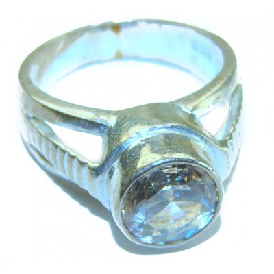 3.5 carat White Topaz .925 Sterling Silver handcrafted ring size 8