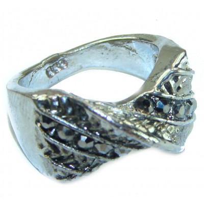 Amethyst Marcasite .925 Sterling Silver brilliantly handcrafted ring s. 6 3/4