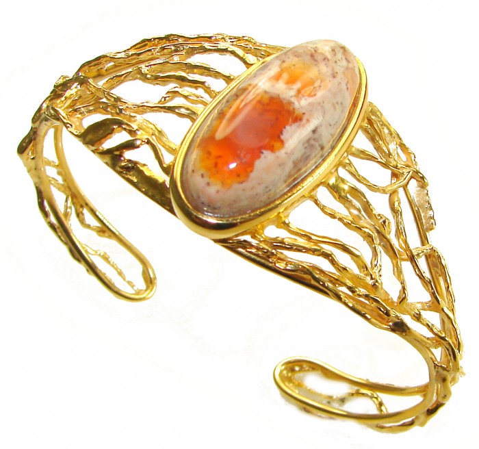Authentic Mexican Opal handmade 14K Gold over .925 Sterling Silver Bracelet / Cuff