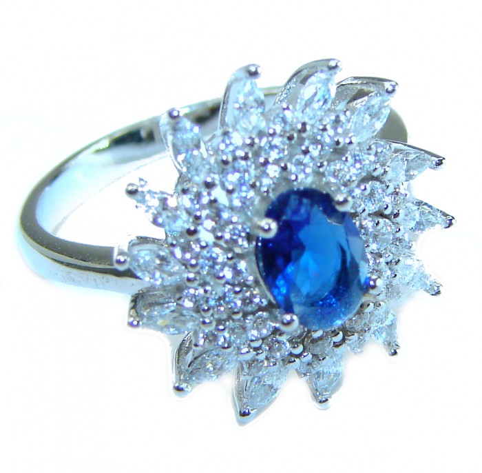 4.2 carat Sapphire .925 Sterling Silver handmade Ring size 7 1/4
