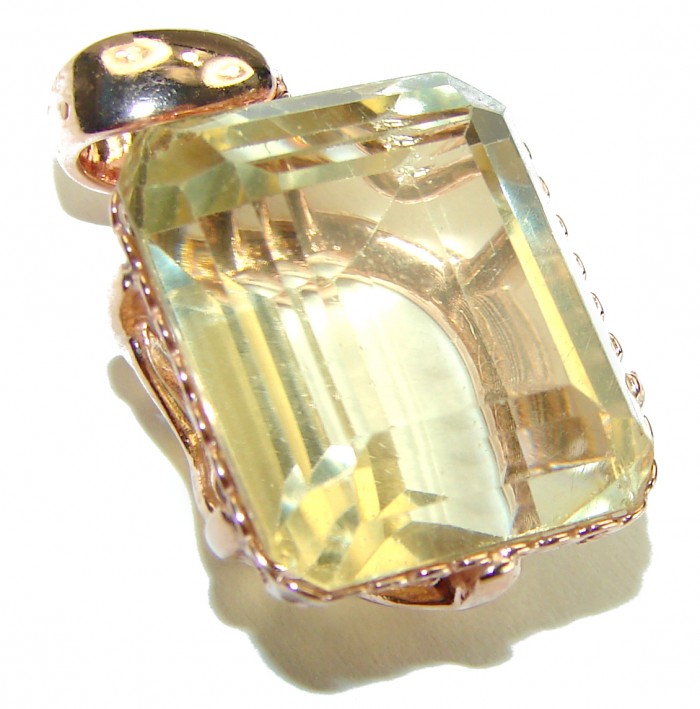17.3 carat Lemon Quartz 14K Gold over .925 Sterling Silver handcrafted pendant
