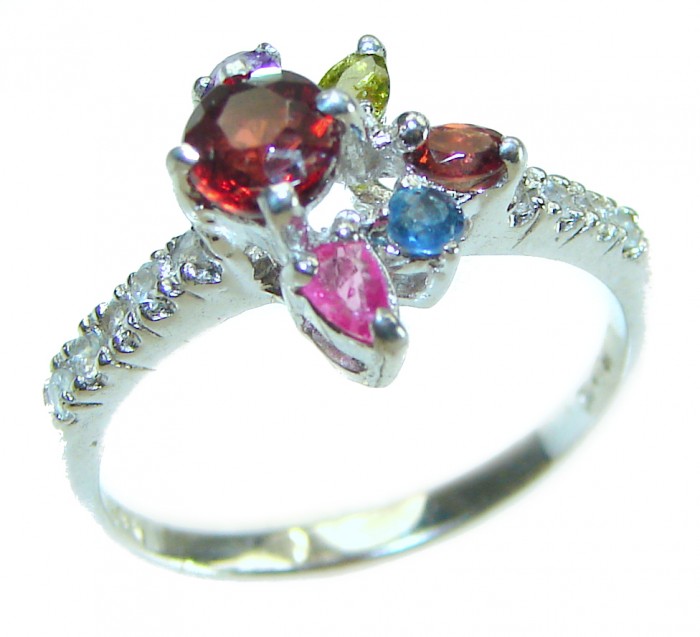 Authentic 1.3 carat Ruby .925 Sterling Silver handmade Cocktail Ring s. 7 1/4