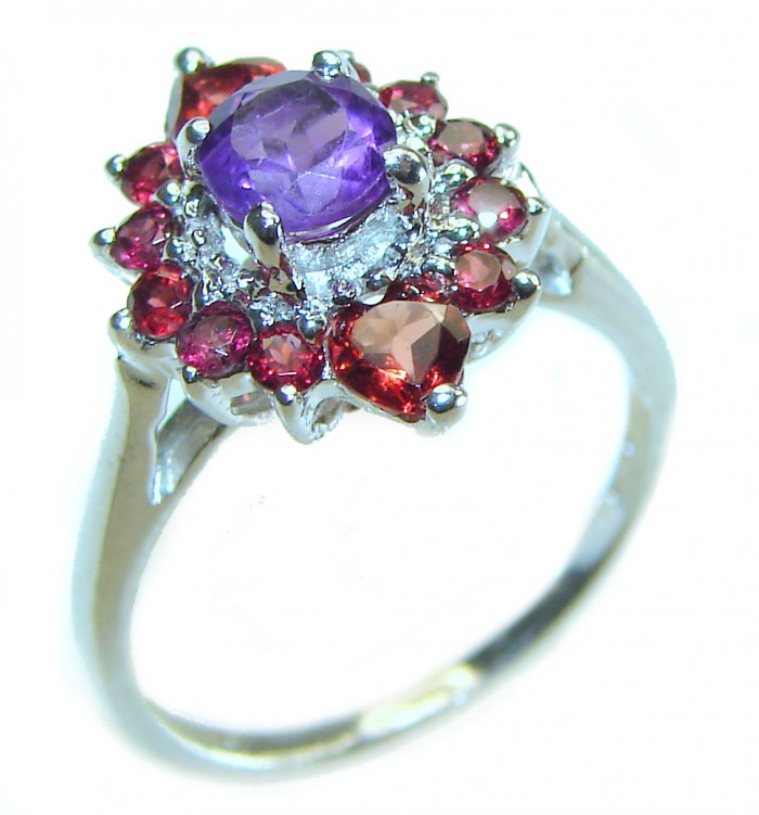 Classivc design 4.5 carat Amethyst .925 Sterling Silver Handcrafted Ring size 6 1/4