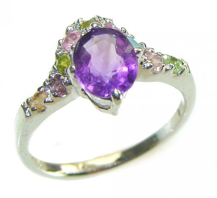 Classic design 4.5 carat Amethyst .925 Sterling Silver Handcrafted Ring size 6 1/4