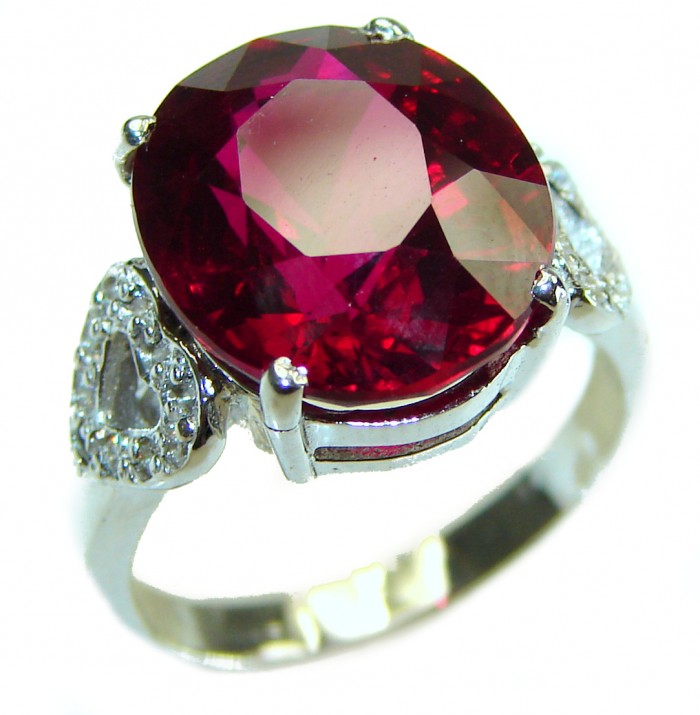 Red Brilliance 11.5 carat Red Topaz .925 Silver handcrafted Large Cocktail Ring s. 6 1/4