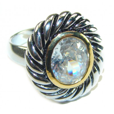 4.2 carat White Topaz .925 Sterling Silver handcrafted ring size 6 1/4