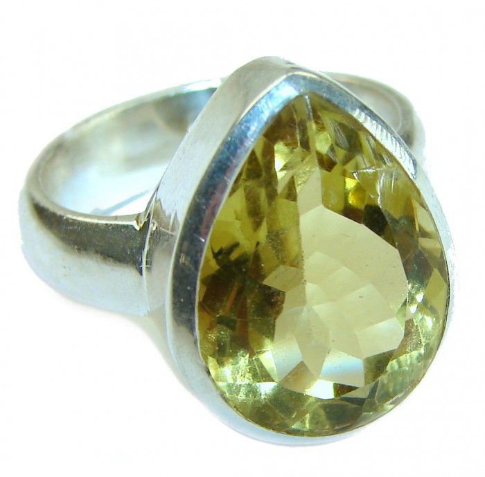 Authentic Citrine .925 Sterling Silver handmade Cocktail Ring s. 8