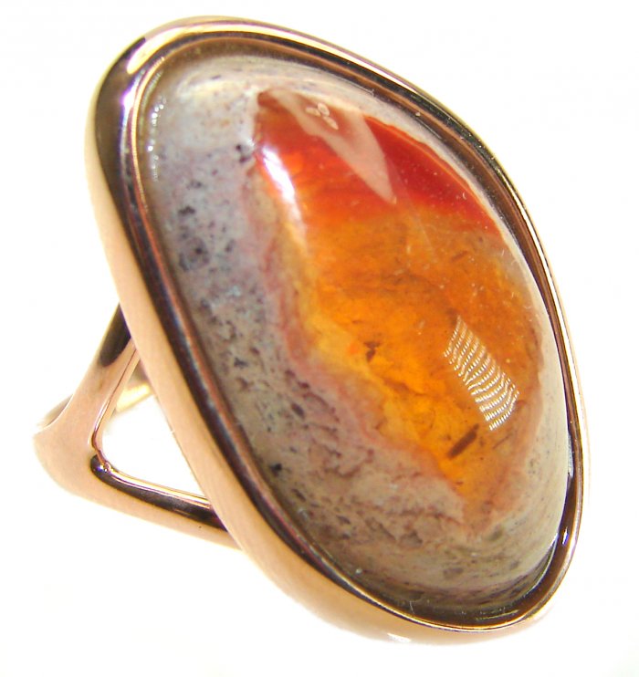 Golden Dunes best quality Mexican Opal 18K Gold over .925 Sterling Silver handmade ring 7 1/4 - video