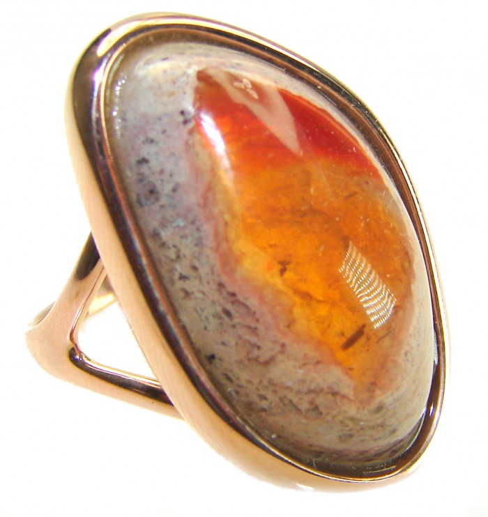 Golden Dunes best quality Mexican Opal 18K Gold over .925 Sterling Silver handmade ring 7 1/4