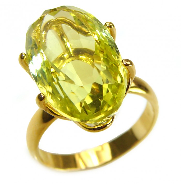 Authentic Citrine 14k Gold over .925 Sterling Silver handmade Cocktail Ring s. 7