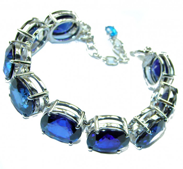 125.5 carat London Blue Topaz .925 Sterling Silver handcrafted Bracelet