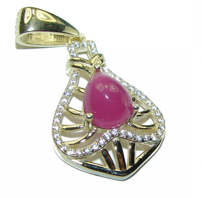 Authentic 4.5 carat Ruby 14K Gold over .925 Sterling Silver handcrafted Pendant