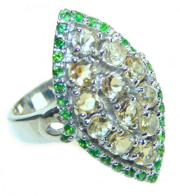 Luxurious Style Natural Citrine .925 Sterling Silver handmade Statement Ring s. 8