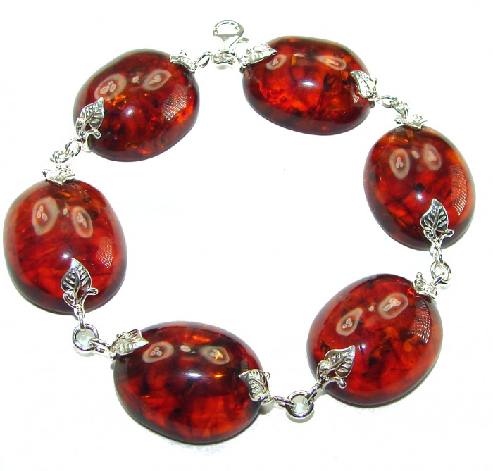 Cognac Color Beautiful Amber .925 Sterling Silver handcrafted Bracelet