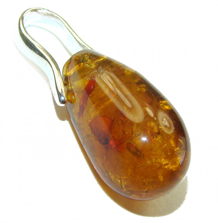 Summer Bird Amber Turquoise .925 Sterling Silver handmade Pendant