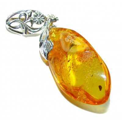 Royal Style authentic Baltic Amber .925 Sterling Silver handmade Pendant