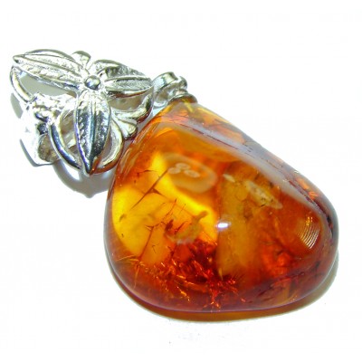 Summer Bird Amber Turquoise .925 Sterling Silver handmade Pendant