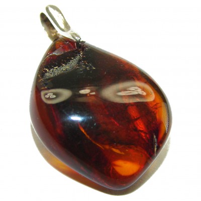 Dark COGNAC Baltic Amber .925 Sterling Silver handmade Pendant